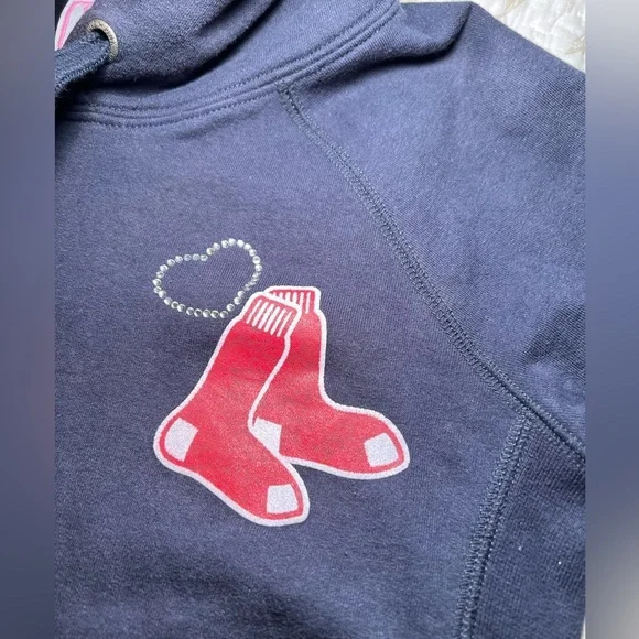 Victorias Secret PINK Red Sox MLB Pullover Hoodie with Bling, size XS - Picture 3 of 12
